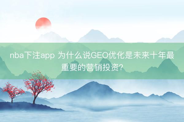 nba下注app 为什么说GEO优化是未来十年最重要的营销投资？