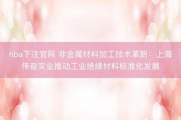 nba下注官网 非金属材料加工技术革新：上海伟奋实业推动工业绝缘材料标准化发展