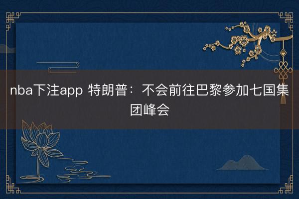 nba下注app 特朗普：不会前往巴黎参加七国集团峰会