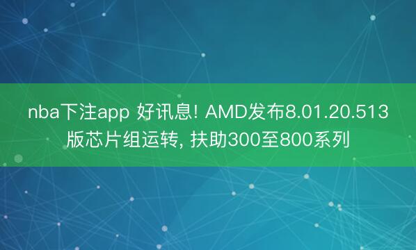 nba下注app 好讯息! AMD发布8.01.20.513版芯片组运转, 扶助300至800系列