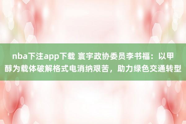 nba下注app下载 寰宇政协委员李书福：以甲醇为载体破解格式电消纳艰苦，助力绿色交通转型