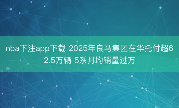 nba下注app下载 2025年良马集团在华托付超62.5万辆 5系月均销量过万