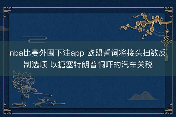 nba比赛外围下注app 欧盟誓词将接头扫数反制选项 以搪塞特朗普恫吓的汽车关税