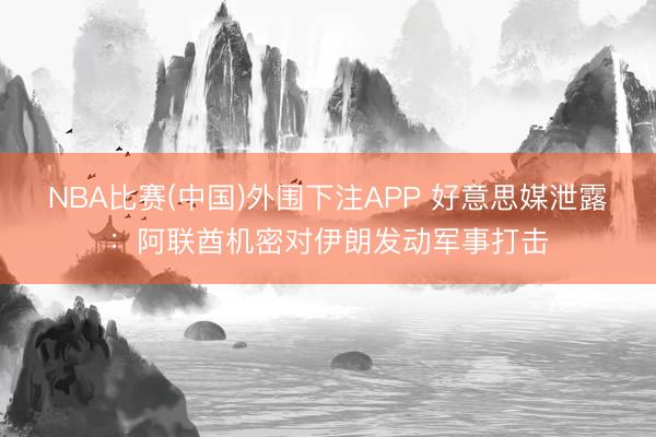 NBA比赛(中国)外围下注APP 好意思媒泄露：阿联酋机密对伊朗发动军事打击