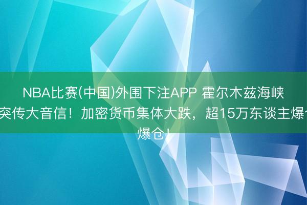 NBA比赛(中国)外围下注APP 霍尔木兹海峡,突传大音信!加密货币集体大跌,超15万东谈主爆仓!