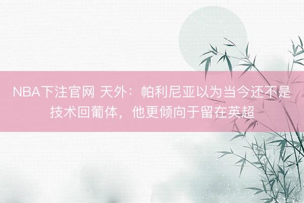 NBA下注官网 天外:帕利尼亚以为当今还不是技术回葡体,他更倾向于留在英超