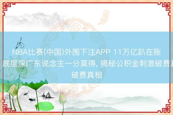 NBA比赛(中国)外围下注APP 11万亿趴在账上? 底层深广东说念主一分莫得, 揭秘公积金刺激破费真相