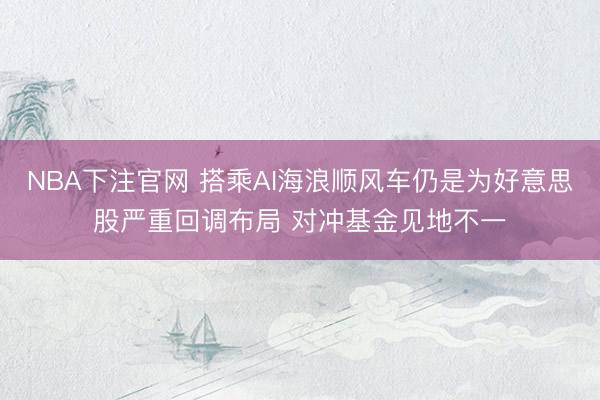 NBA下注官网 搭乘AI海浪顺风车仍是为好意思股严重回调布局 对冲基金见地不一