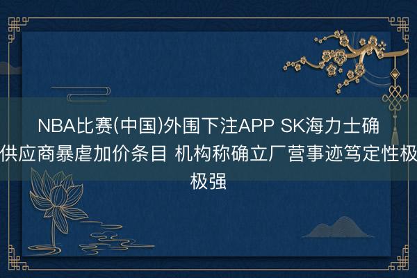NBA比赛(中国)外围下注APP SK海力士确立供应商暴虐加价条目 机构称确立厂营事迹笃定性极强