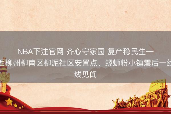 NBA下注官网 齐心守家园 复产稳民生——广西柳州柳南区柳泥社区安置点、螺蛳粉小镇震后一线见闻