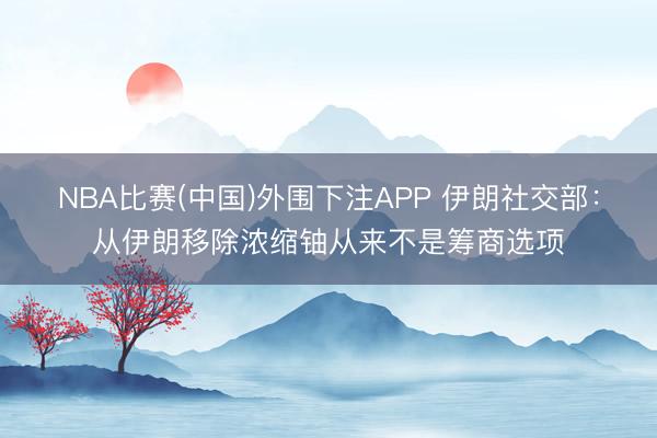 NBA比赛(中国)外围下注APP 伊朗社交部:从伊朗移除浓缩铀从来不是筹商选项