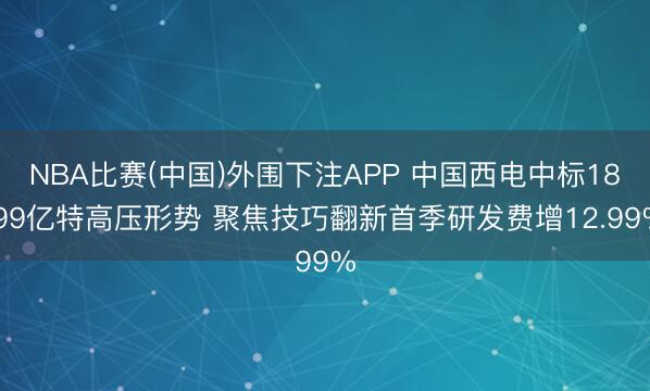 NBA比赛(中国)外围下注APP 中国西电中标18.99亿特高压形势 聚焦技巧翻新首季研发费增12.99%